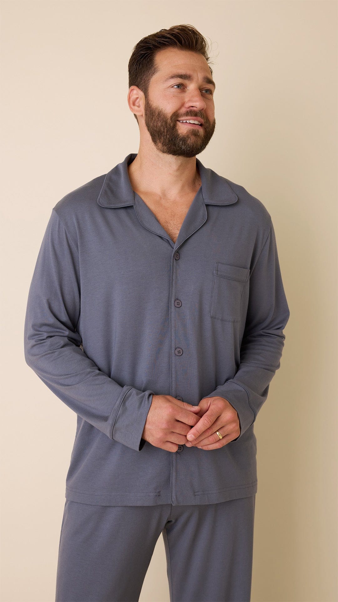 Classic Men's Pima Knit Pajama Set - Steel