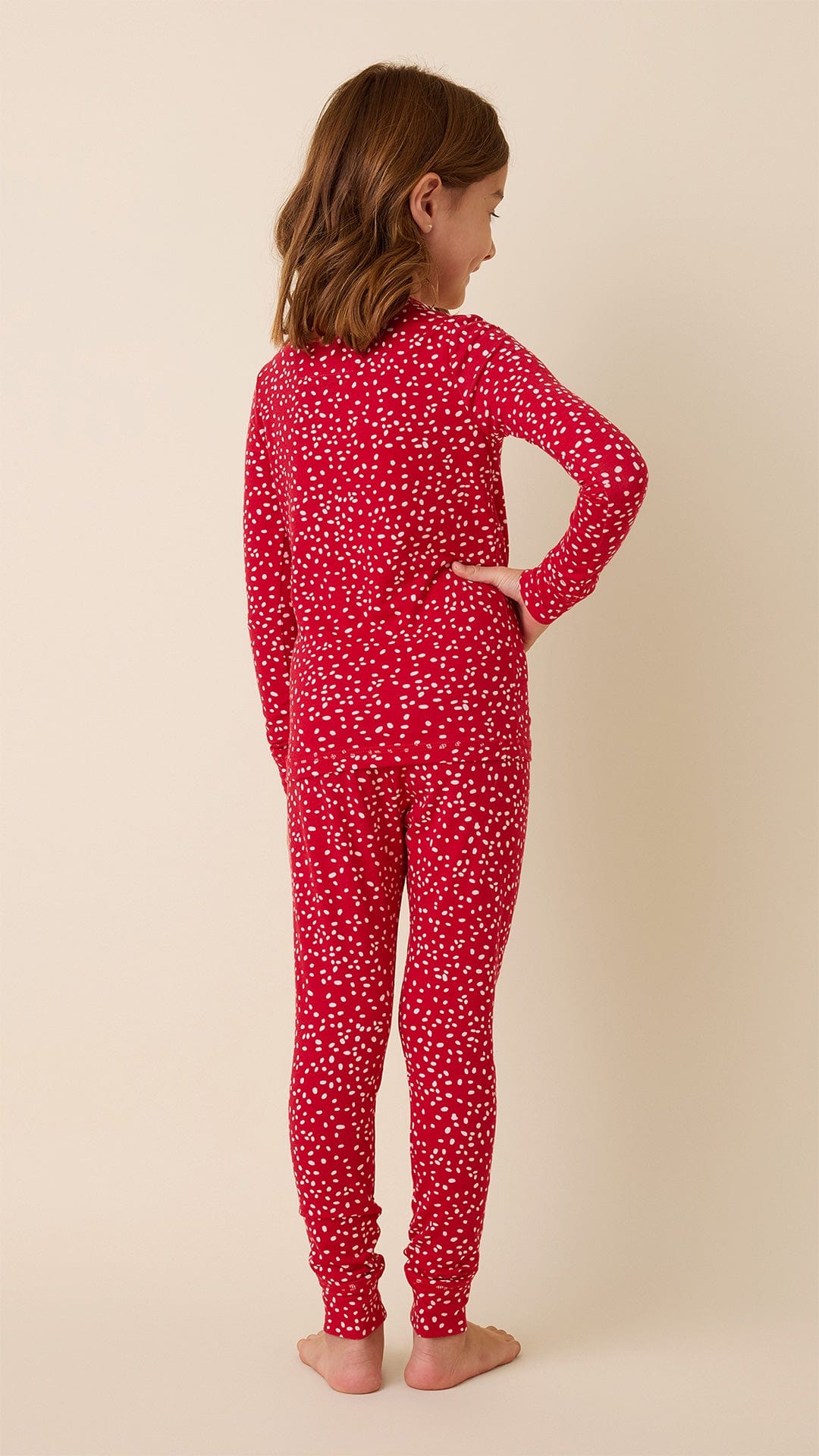 Confetti Dot Pima Knit Kids Pajama - Red