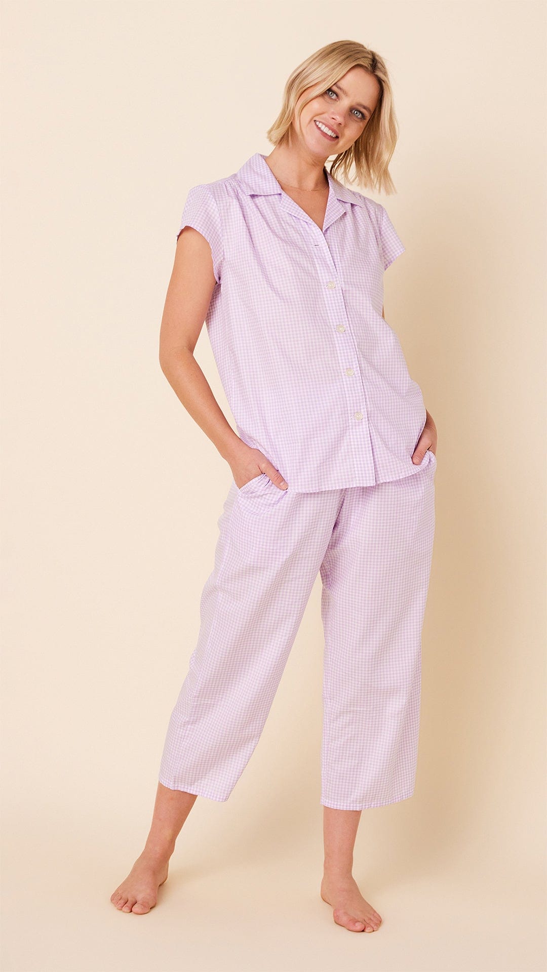 Classic Gingham Luxe Pima Capri - Lavender