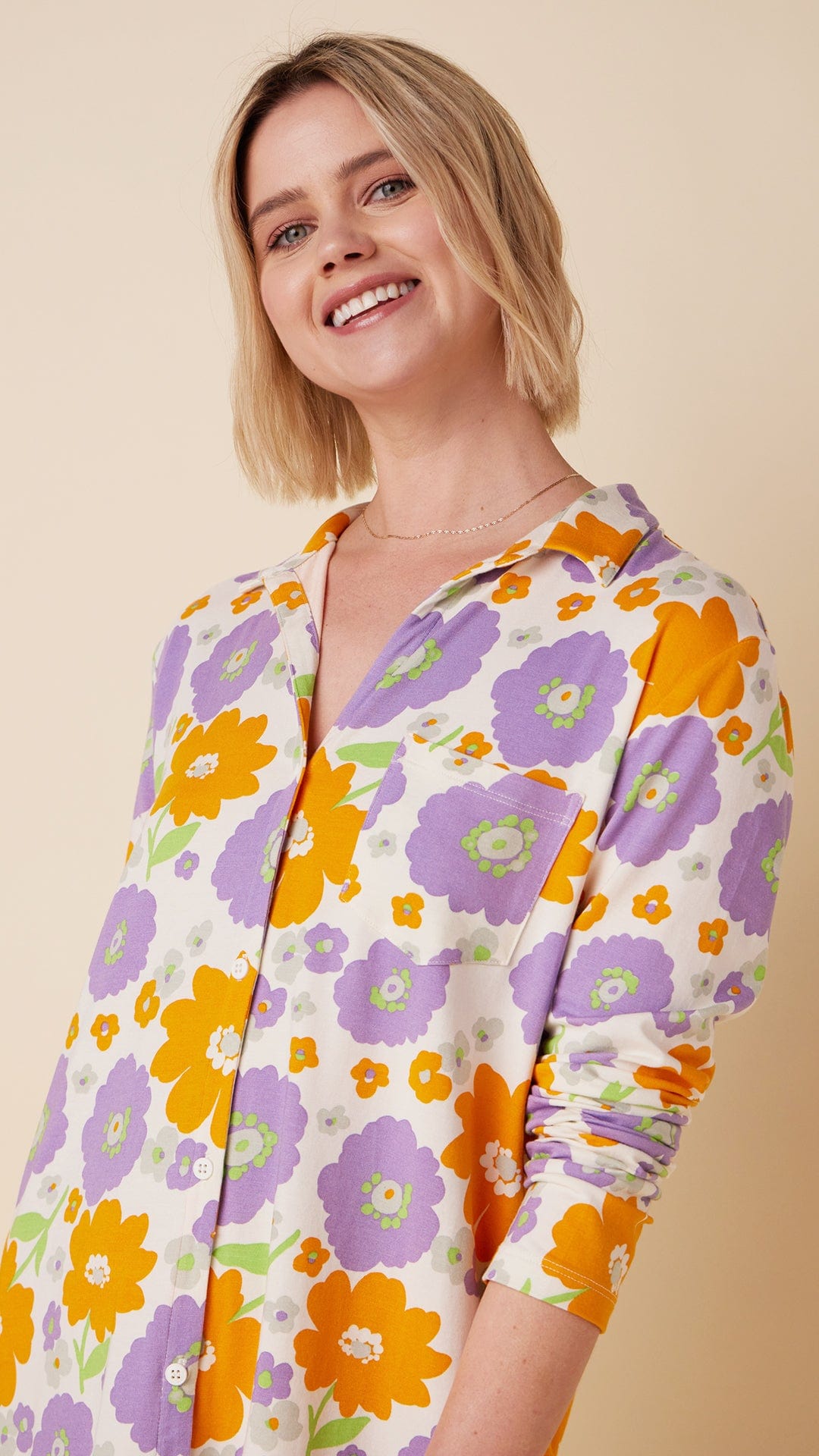 Popping Pansies Pima Knit Night Shirt