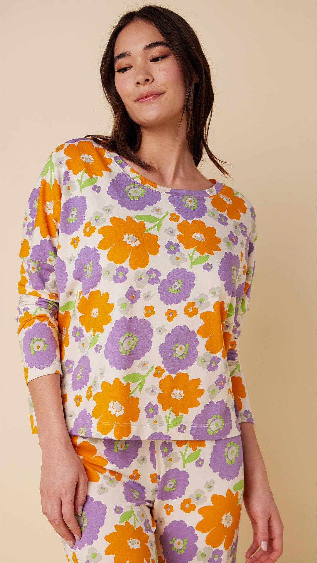 Popping Pansies Pima Knit Pullover Set