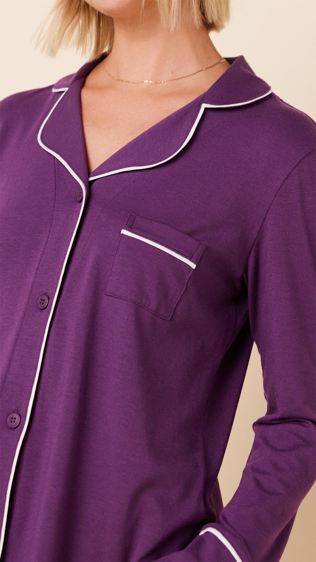 Classic Pima Knit Pajama - Aubergine
