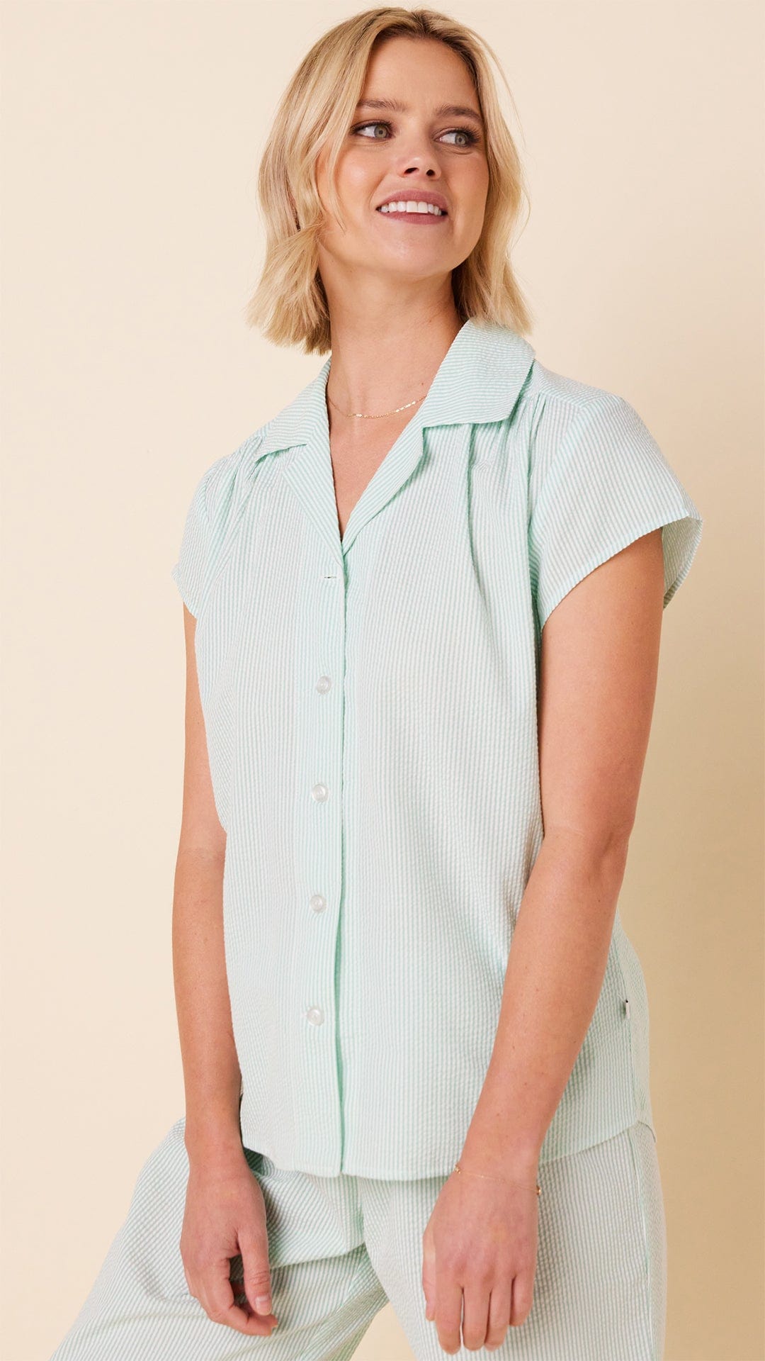 Seersucker Stripe Capri - Mint